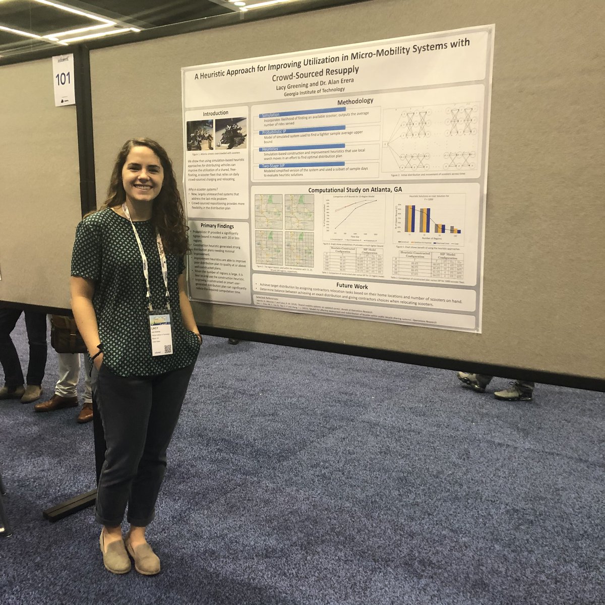 Stop by poster 💯 to learn about how heuristics can improve 🛴 systems from @lacygreening #amazingstudents #informs2019