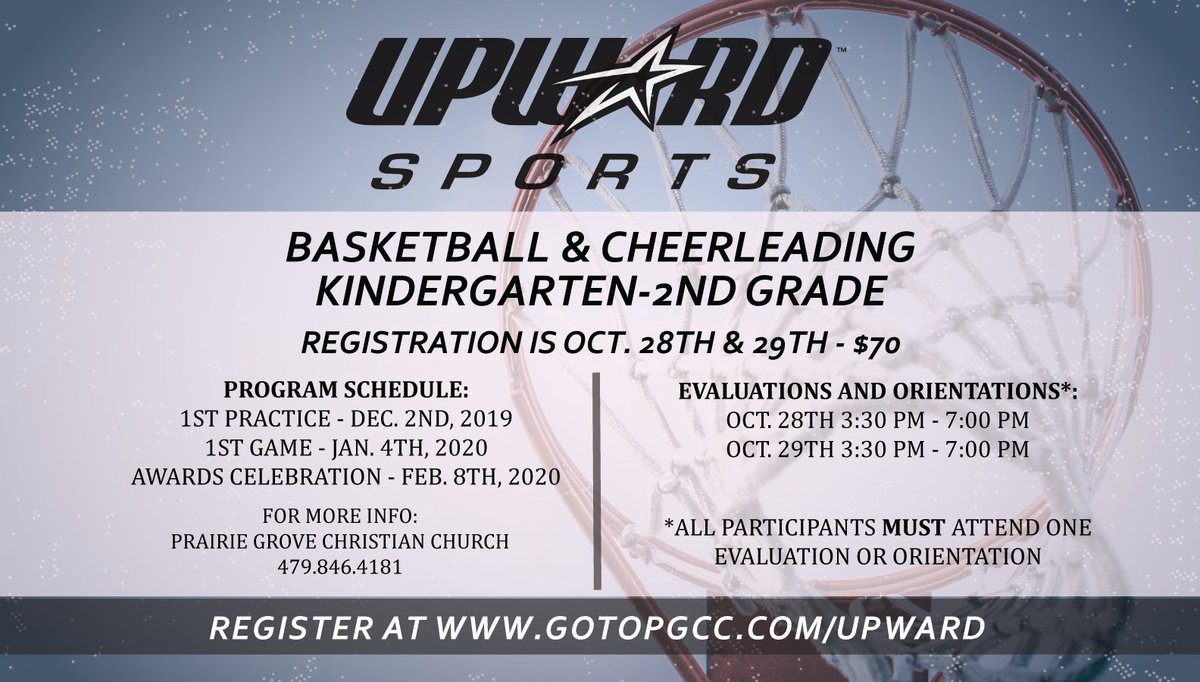 pgc_church's tweet photo. Come in next Monday or Tuesday for your Upward evaluation! Sign up here: https://t.co/yONH89aRbG https://t.co/aXnrCRyCto