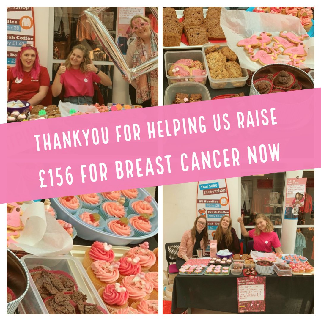 We had a wonderful time wearing pink and selling cakes for <a href="/breastcancernow/">Breast Cancer Now</a> #bournemouthuniversity #belongatbu #RAG #BURAG #SUBU