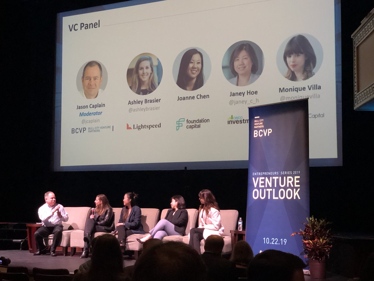 linds_tiff's tweet photo. Love this all-female VC panel @bcvp #eseries19! Emphasis on alignment, data, team, soft skills &amp; self-awareness as crucial pieces to entrepreneurs’ success + fundraising.@MoniqueVilla @AshleyBrasier @Janey_C_H https://t.co/HuJhTxN9Aj