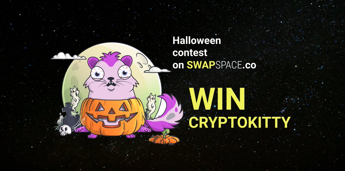 SwapSpaceCo's tweet photo. Trick or treat?

🎃Halloween🎃 is coming

✨CONTEST FOR OUR FOLLOWERS✨

Win and get your own CryptoKitty😼
https://t.co/XGRerHFubV

- Follow @SwapSpaceCo 
- RT &amp; ❤️ this post
- Tag your friend in comments

Winners will be drawn randomly on 01.11.2019
Good luck, have fun! https://t.co/eoLUt03jZ2