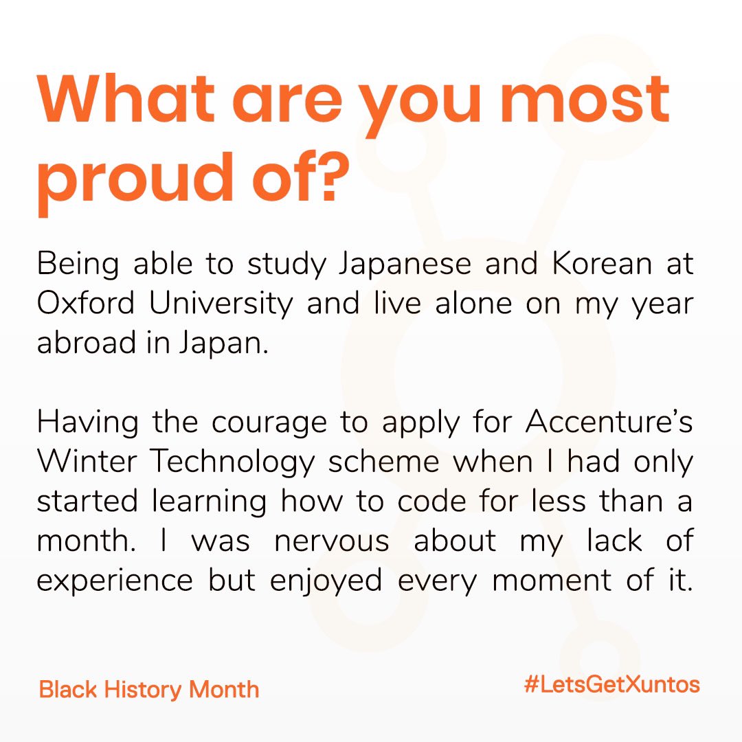 xuntos_'s tweet photo. Meet Gabrielle, a Japanese and Korean Studies student at @UniofOxford, and incoming Software Engineer at @AccentureUK #BlackHistoryMonth #LetsGetXuntos https://t.co/C1pUB2ZWUu