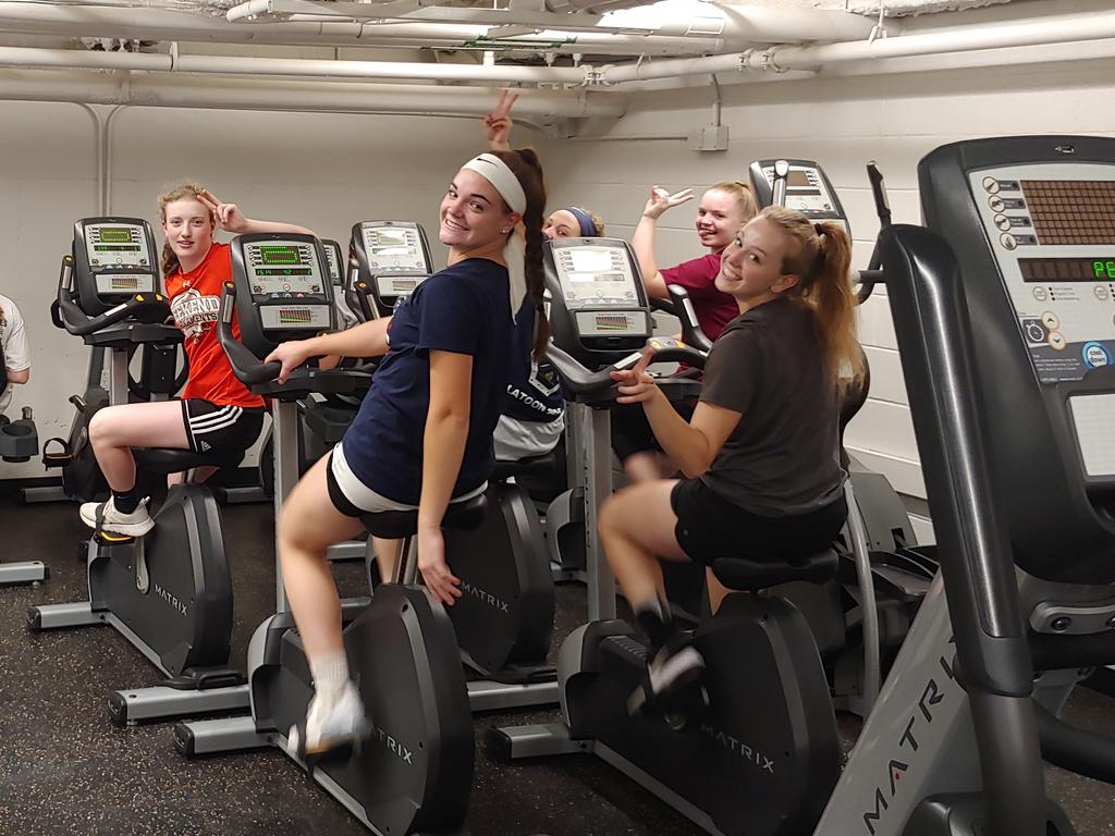 Posing while riding...Seniors putting in some work today.