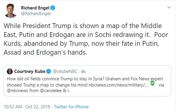 _oldmandownther's tweet photo. @NATO @thedailybeast @AzadiRojava @EzidiPress @ClaudiaAlMinah @vvanwilgenburg @GissiSim @jenanmoussa @Dr_HawzhinAzeez @Mekut_Mallet @kurdistannews24 @LindseyGrahamSC @YouTube @DrWidad_A @RichardEngel 94: #SyrianBetrayal #ThatFuckingErdogan #TerroristTurkey #Rojava #YPG #YPJ #SDF #Kurdistan #TwitterKurds #KurdishGenocide #EthnicCleansing #FuckingISIS 
RT via .@RichardEngel 
https://t.co/fET2pSEk1z
Putin &amp; Erdogan are redrawing the Middle East.
"Poor Kurds, abandoned by Trump" https://t.co/osYIGFlSWq