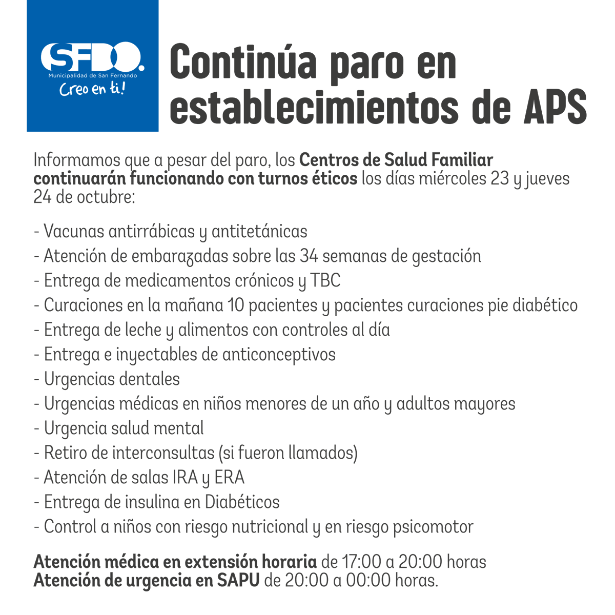 🔴 CONTINÚA PARO en establecimientos de APS.