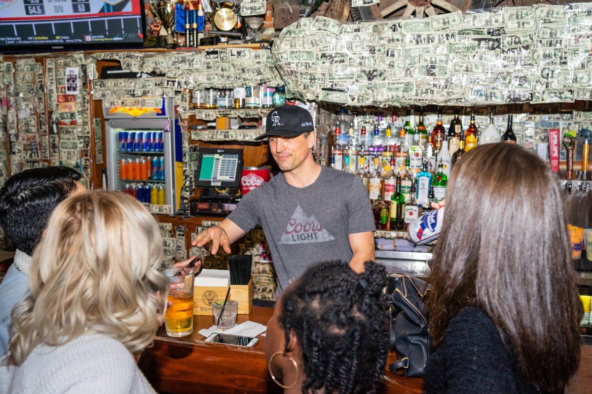 The great part of having a full bar is that you never run out of drinks.