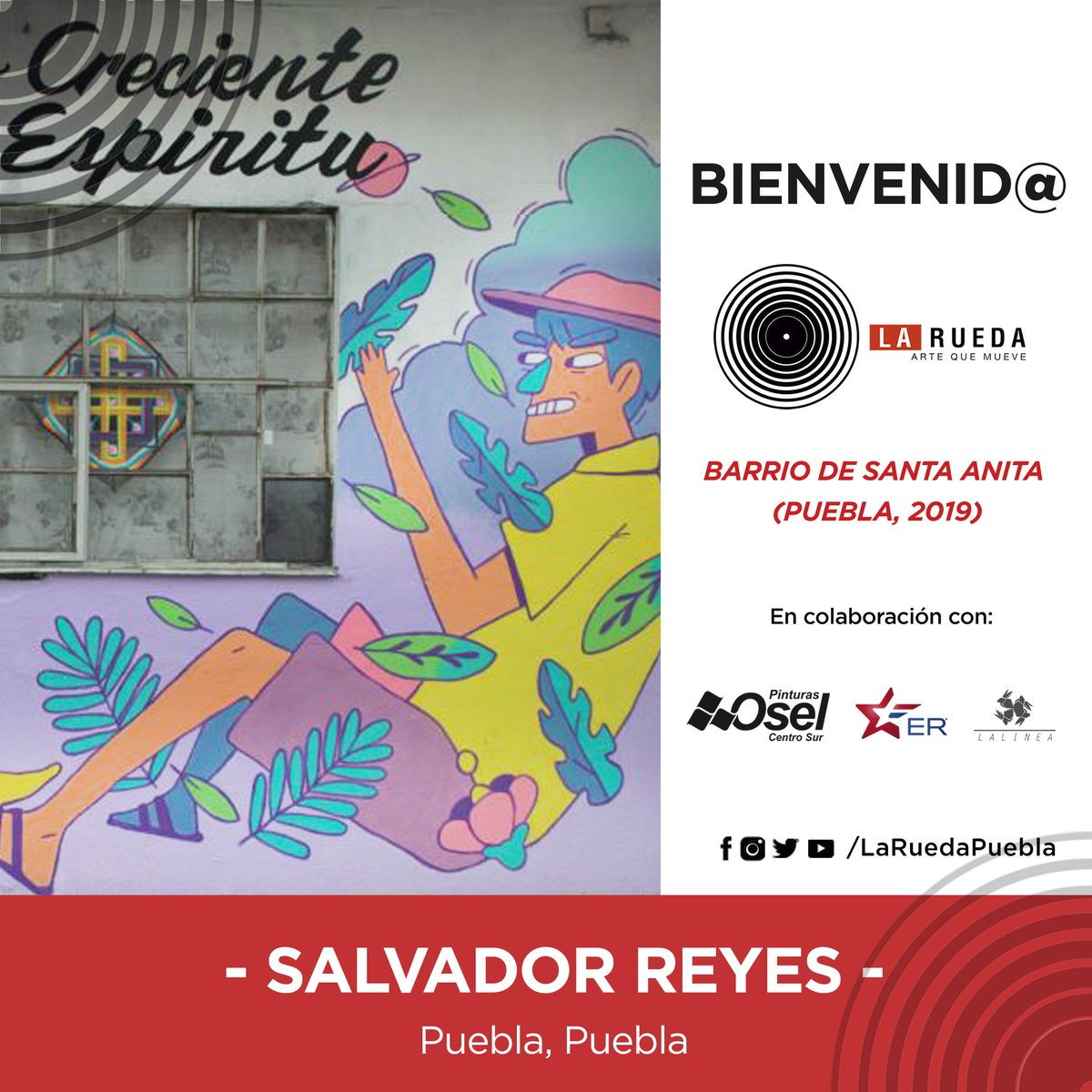 Originario de #Puebla, Salvador Reyes 🧔se suma con nosotros a #LaRuedaEnSantaAnita. 👏

¡Agradecemos enormemente a Salvador, <a href="/OselCentroSur/">Pinturas Osel</a> y #EstrellaRoja por todo su apoyo para afrontar este nuevo reto!

#LaRuedaPuebla #ArteQueMueve #PinturasOsel #AsiSePintaMexico
