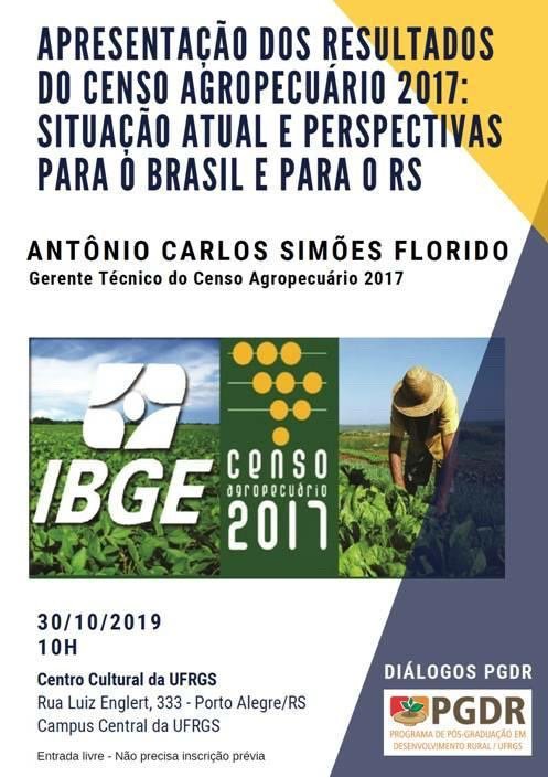 gepad2's tweet photo. Dia 30/10 será um dia cheio de informações! Às 10h, no Centro Cultural da UFRGS, um #EventoGratuito com Antônio Carlos Simões Florido sobre o #CensoAgropecuário2017, sua situação atual e suas perspectivas para o #Brasil e para o #RS https://t.co/dspdVwTU24