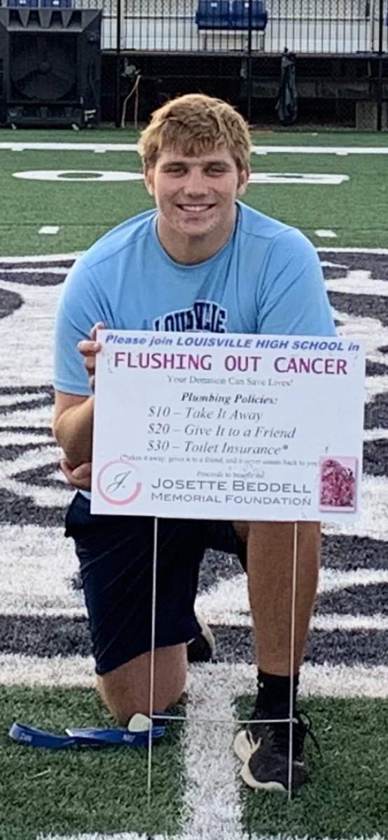 Louisville Football competing w/ Ursuline to raise money for the Josette Beddell Memorial Foundation by FLUSHING OUT CANCER. These awesome toilets are available now for your donations.  Questions please call or text 330-313-0776. 
#WeFightTogether
@LouisvilleSchls @leopard_nation