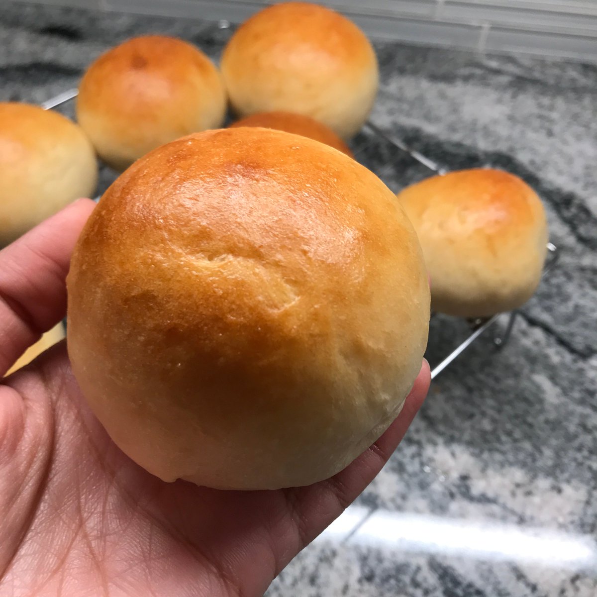 Bread #25: Potato Dinner Rolls. This is a showstopper! I've said before I'm not a big potato bread fan, but this one isn't very potatoey. It's gorgeous, doesn't need to rise for long (two rises, 30-60 mins each) and is absurdly soft & fluffy. everything you need in a dinner roll.