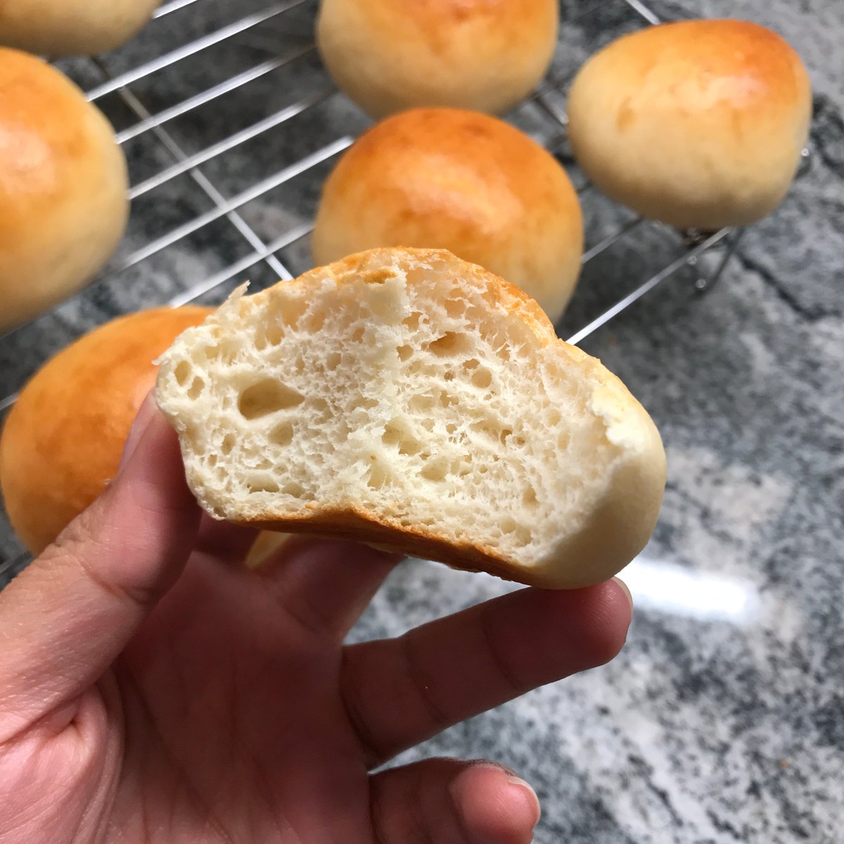 Bread #25: Potato Dinner Rolls. This is a showstopper! I've said before I'm not a big potato bread fan, but this one isn't very potatoey. It's gorgeous, doesn't need to rise for long (two rises, 30-60 mins each) and is absurdly soft & fluffy. everything you need in a dinner roll.