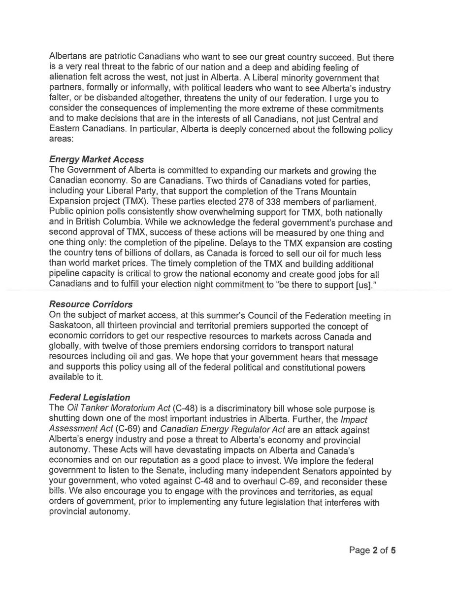 jkenney's tweet image. My letter to Prime Minister Justin Trudeau.

Albertans sent a strong message to Ottawa in yesterday’s election.