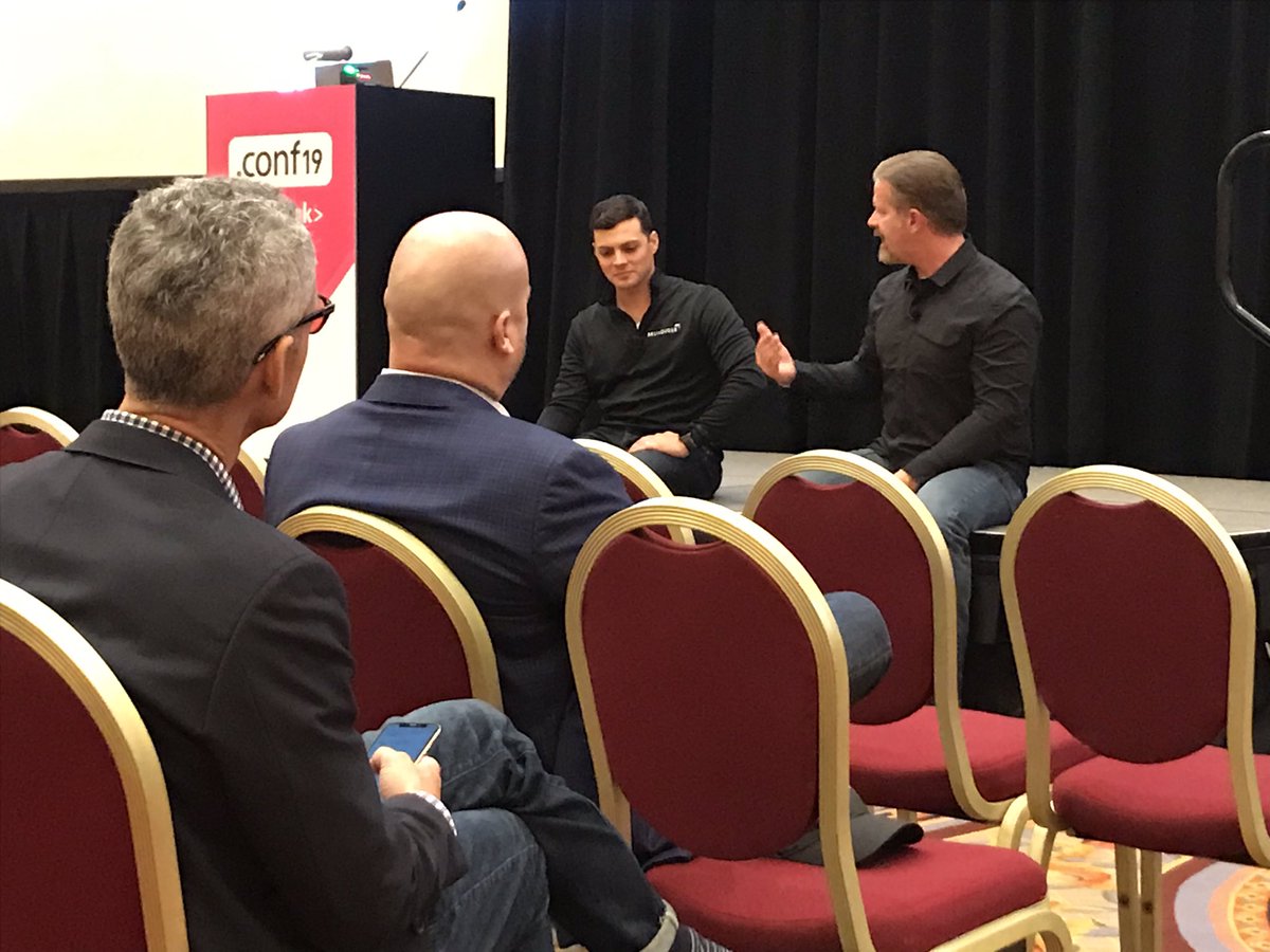 jp_sawyer's tweet photo. Among all the great content at #splunkconf19: couples therapy for #security leaders? Yup. @Splunk CISO Joel Fulton and @ReliaQuest COO Colin O’Connor share personal stories from the front lines where #CISOs succeed or fail to meet the business. https://t.co/KQoBccszoj