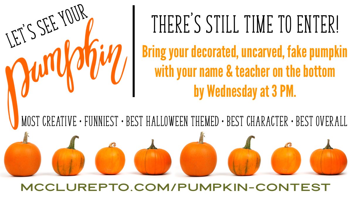 Tomorrow is the last day to enter the Pumpkin Decorating Contest! If you’ve already entered - show us a picture! 🎃