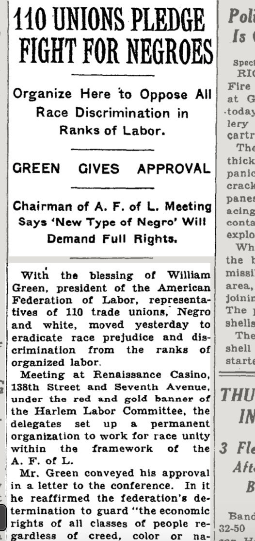1935 headline. This is also why racists hate unions!