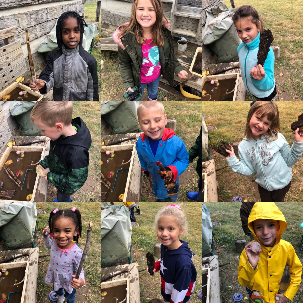 Mrs_Wrightsman's tweet photo. Some outdoor learning fun in this beautiful, windy fall weather! Today we tested out some objects we found around the cabin to see if they would float or sink, and also to talk about what the water did to the object. Solids vs liquids day! #BoulevardSTEM #STEMdogs https://t.co/BeAyFVdS0D