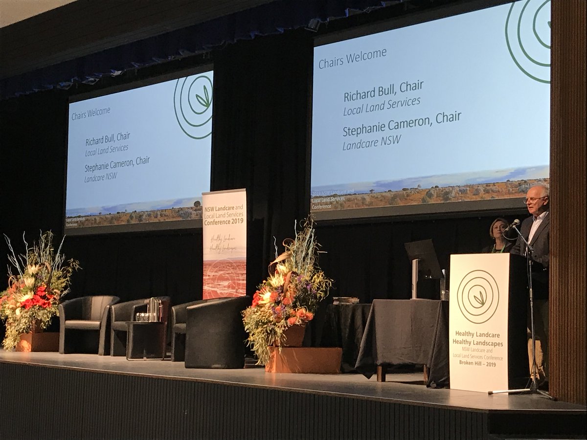 A welcome from the chairs of <a href="/llsnsw/">Local Land Services</a> and <a href="/LandcareNSW/">Landcare NSW</a>, Richard Bull and Stephanie Cameron, at the #NSWLandcareConf in #BrokenHill.