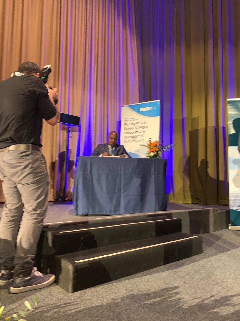 DonatBagula's tweet photo. Ai conduit delegationRDC +signature +40 Etats @IMOHQ declaration Torrelimolos dont RDC =determines a ratifier Accord du Cap en vue lutte contre peche illicite, non declaree et non reglementee(INDNR); avoir fichier mondial d Navires @FAO @pewtrusts #SafeFishingLegalFishing https://t.co/B2AK2S6ToN