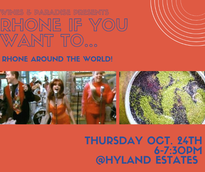 HylandEstates's tweet photo. Join us Thursday for this month's Wines and Paradise: Rhone If You Want To. We will be exploring grape varietals from the Rhone Valley that have found new homes around the world. Reserve your spot now! https://t.co/F6nRA1Wzl3 https://t.co/aJxNV5vcox