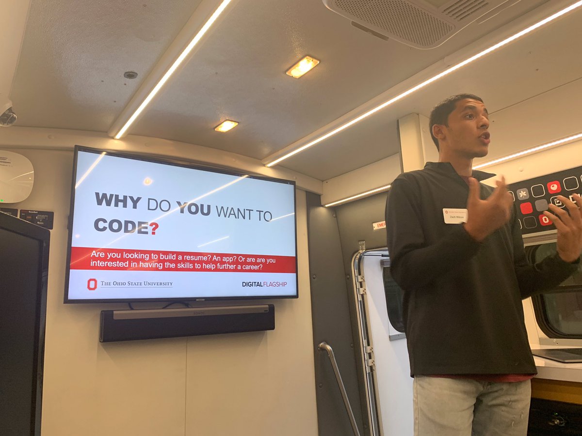 JessPhillips_OH's tweet image. Zach, one of the Digital Flagship Student Mentors, leads a session on “How to teach yourself to code” at App Fest. One way to learn is through Ohio State’s free, online courses digitalflagship.osu.edu/swift-coding-a… @TechOhioState #digitalflagship