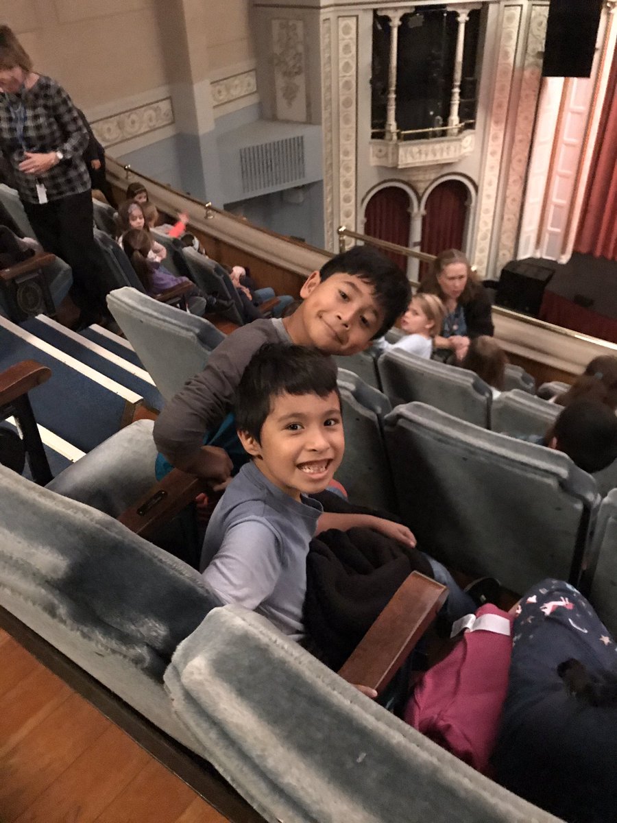 asolimin's tweet photo. 2nd graders visit the Bardovan Theater in Poughkeepsie, NY to see Dino Light!  For many, it was their first time in such a fancy theater from 1869.  We learned new vocabulary like mezzanine and box office. https://t.co/58NN90OGjV
