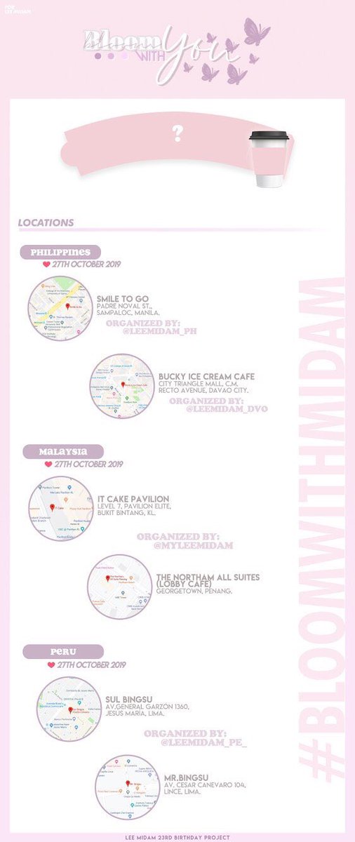 LEEMIDAM_DVO's tweet photo. @_8Kiru There will also be an event in Manila because Philippines will be holding 2 separate events for this project 😊 if you are going to visit the one in Manila, the picture below contains the locations. @leemidam_ph will be hosting the event 🌸 https://t.co/2poNFWpv0c