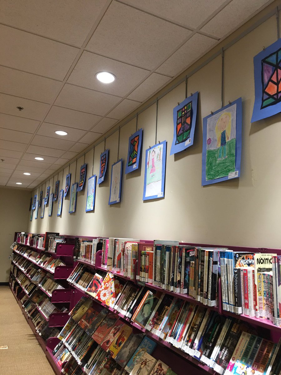This afternoon I hung about 30 pieces of work by 1st and 3rd grade artists at Perry Hall Library.  I received many compliments and can’t wait for the artists to see it tomorrow night!