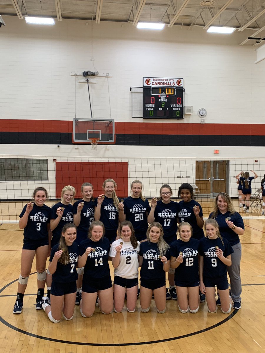 Congrats to Coach Carson and the 9th grade girls for winning the city championship tonight!!! <a href="/vballheelan/">Heelan Volleyball</a> #RollPride