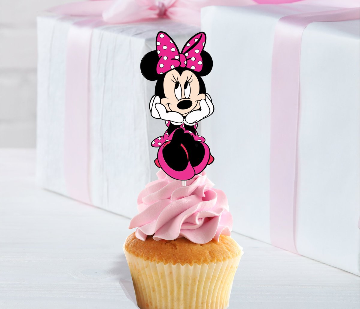 Set of 12 MINNIE MOUSE Cupcake Toppers Cupcake Picks Cupcake Decorations
