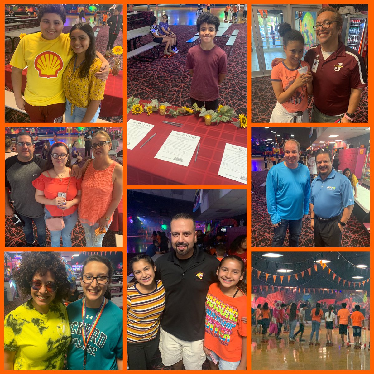 RCMS_OCPS's tweet photo. Our PTSO raised $404 tonight at our incredibly fun Orange Party @astroskate! Nearly 200 skaters plus dozens of cheering families and faculty members! Races, dances, games, prizes, pizza, free slushees for everyone in orange, and more! 🐆🧡🎉 @OCPSnews @Southeast_OCPS https://t.co/8qvENOFYcN