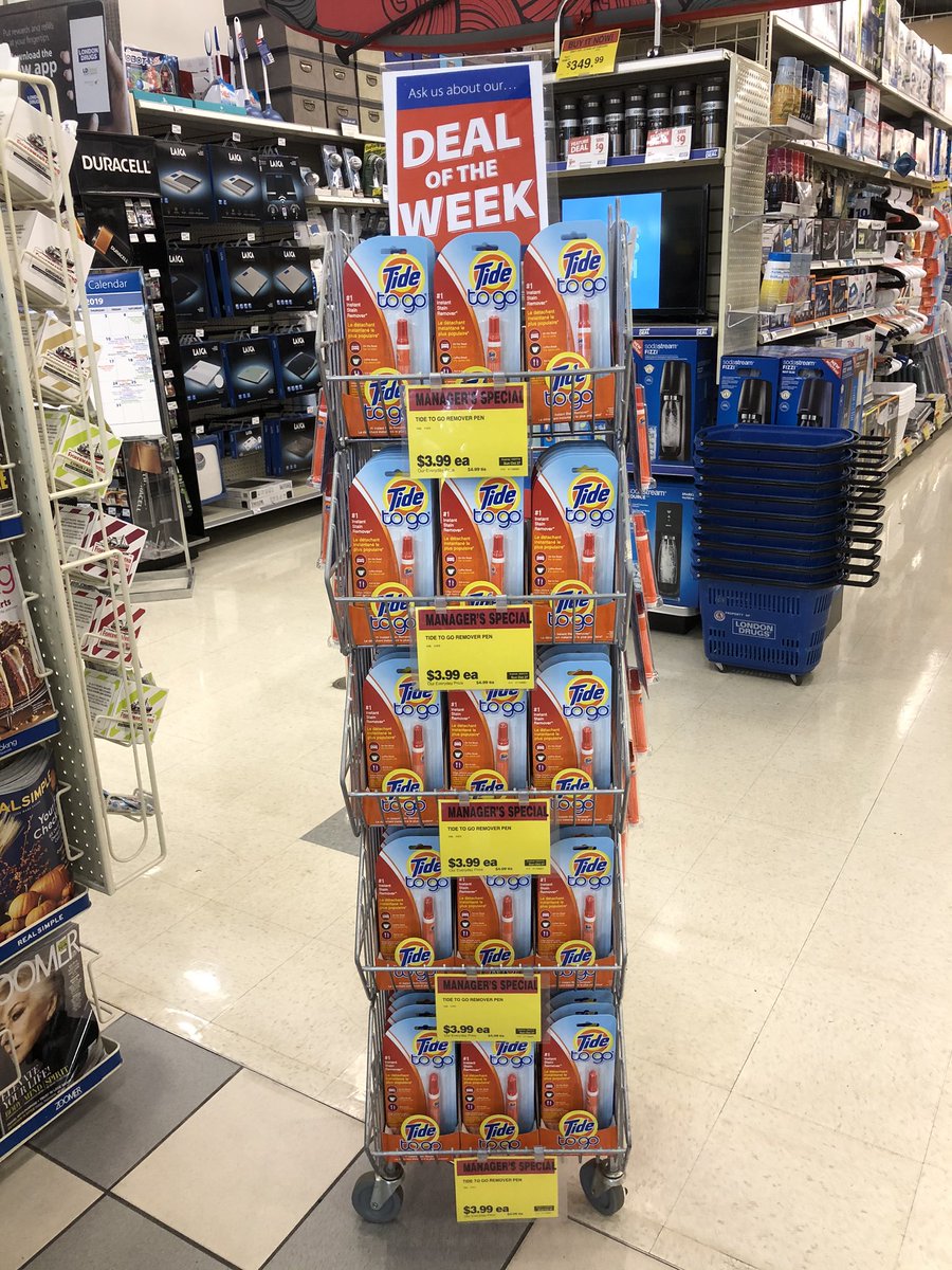 Weekly Deal on sale now at London Drugs! Pick up your handy “Tide to Go” Pen for $3.99. Deal ends Sunday Oct. 27th