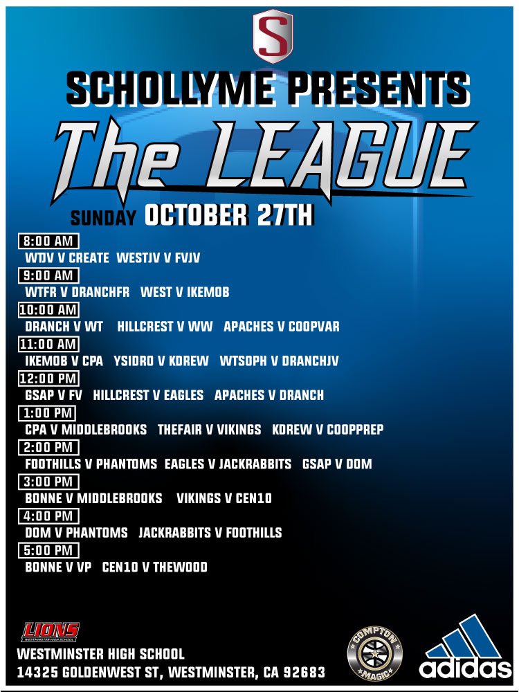 Etop Udo-Ema (@etopudoema) on Twitter photo The League by <a href="/Compton_Magic/">Compton Magic</a> and <a href="/schollyme/">SchollyMe</a> this Sunday.....
Best Day of the Fall!
<a href="/Ballislife/">Ballislife.com</a> @Baller_Visions <a href="/overtime/">Overtime</a> <a href="/SLAM_HS/">SLAM HS Hoops</a> <a href="/cassyathena/">Cassy Athena 📸</a> @bal_bui <a href="/Chaomedia/">Kdawg</a> @OvertimeShea <a href="/jcgirl23/">reesedubb</a> <a href="/tetuck/">Coach Tuck💍💍💍</a> <a href="/ColinPfaff/">Colin Pfaff</a> <a href="/coachjg5/">Josh Giles</a> @tshell20 <a href="/KDBoysBB/">King/Drew B-Ball ✨🏀✨</a> <a href="/FCHSBBALL/">FCHS Basketball</a> <a href="/rchshoops/">Rancho Christian Basketball</a> <a href="/Cen10Hoops/">Cen10Hoops</a> The League by <a href="/Compton_Magic/">Compton Magic</a> and <a href="/schollyme/">SchollyMe</a> this Sunday.....
Best Day of the Fall!
<a href="/Ballislife/">Ballislife.com</a> @Baller_Visions <a href="/overtime/">Overtime</a> <a href="/SLAM_HS/">SLAM HS Hoops</a> <a href="/cassyathena/">Cassy Athena 📸</a> @bal_bui <a href="/Chaomedia/">Kdawg</a> @OvertimeShea <a href="/jcgirl23/">reesedubb</a> <a href="/tetuck/">Coach Tuck💍💍💍</a> <a href="/ColinPfaff/">Colin Pfaff</a> <a href="/coachjg5/">Josh Giles</a> @tshell20 <a href="/KDBoysBB/">King/Drew B-Ball ✨🏀✨</a> <a href="/FCHSBBALL/">FCHS Basketball</a> <a href="/rchshoops/">Rancho Christian Basketball</a> <a href="/Cen10Hoops/">Cen10Hoops</a>