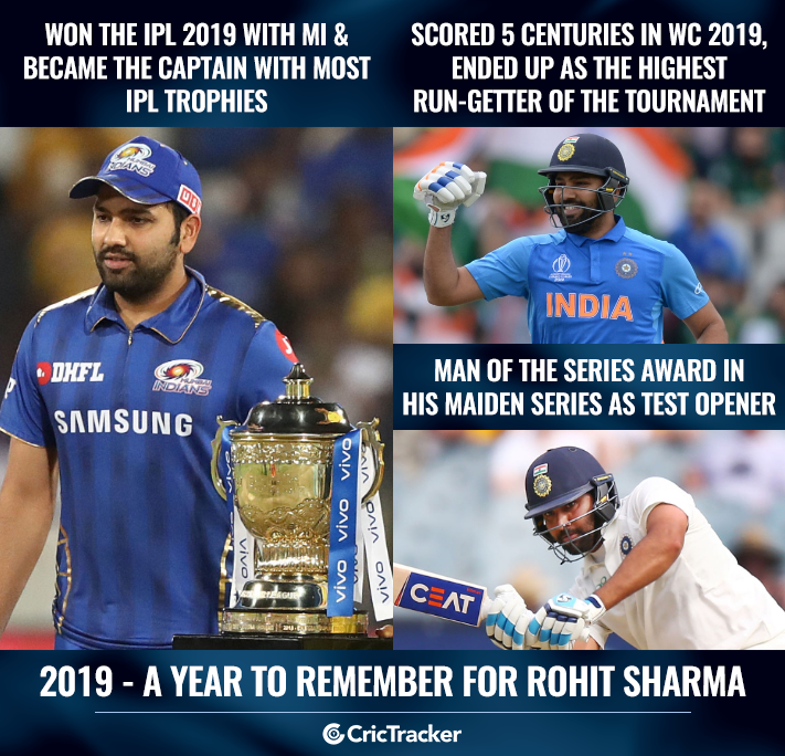Cricketracker's tweet photo. 2️⃣0️⃣1️⃣9️⃣ - What a year this has been for @ImRo45 👌 🔥 #INDvsSA https://t.co/ejOG0Tsxhk