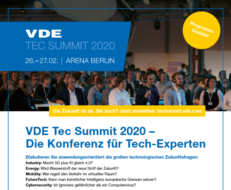VDE_Group's tweet photo. #FutureTech: Kann man künstlicher Intelligenz #KI europäische Grenzen setzen? Diskutieren Sie #Zukunftsfragen beim #VDE Tec Summit 2020 in #Berlin. Jetzt informieren + anmelden: https://t.co/bZf5oO2WDG #tecsummit20 #Technology #technologytrends #ediale https://t.co/9SJTkhxTYG