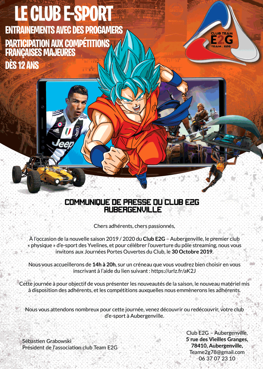 Pour découvrir toutes les nouveautés du club <a href="/Team_E2G/">Team_E2G</a> , ne manquez pas les JPO du club la semaine prochaine !

Inscription ici > urlz.fr/aK2J

:)