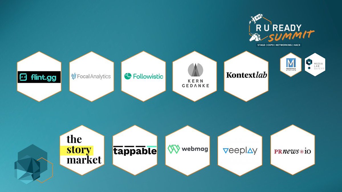 MediaLabBayern's tweet photo. Meet the most exciting media startups in unserer #RUReady19 Expo! 🎉
Sobald die #MTM19 Türen um 9 Uhr öffnen, könnt ihr #Prototypen testen und euch austauschen.

Unter Anderem dabei!
@followistic @krngdnk @kontextlab @thestorymarket @TappableHQ @webmag_io @VeePlayer @prnewsio https://t.co/Px50TgjaDv