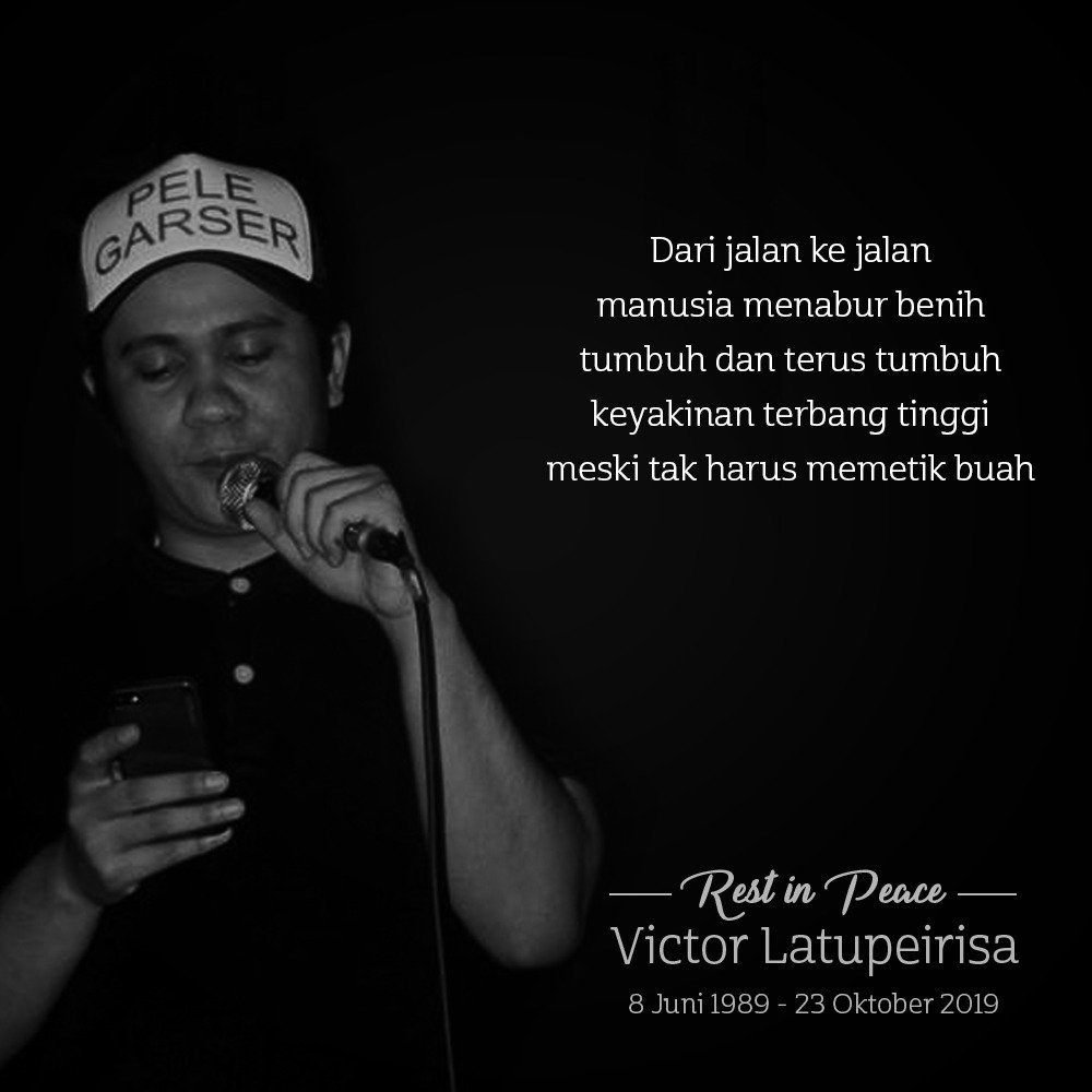 Selamat jalan <a href="/NyongVic/">Victor Latupeirissa</a> istirahatlah dengan damai. Katong seng akan lupa, karena vic akan selalu hidup di hati dan ingatan :,(