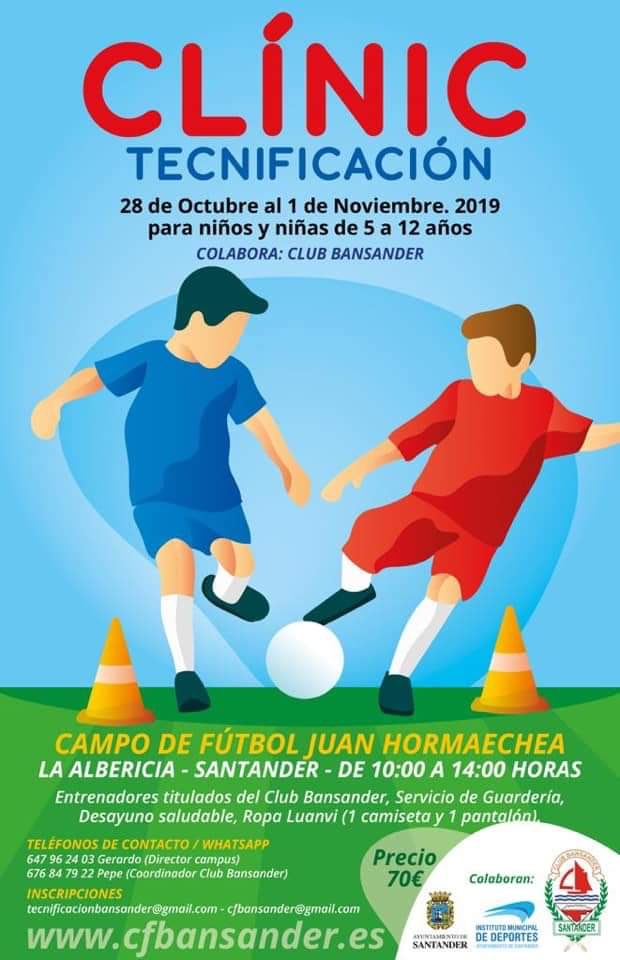 CampusBansander's tweet photo. Tan solo 3 plazas para cerrar inscripciones, recordamos que comenzamos el lunes 28 en el Campo Juan Hormaechea de Santander. 

Para inscribirse a través del correo tecnificacionbansander@gmail.com #clinicbansander #clubbansander #cfbansander https://t.co/6Lfp71ENe3