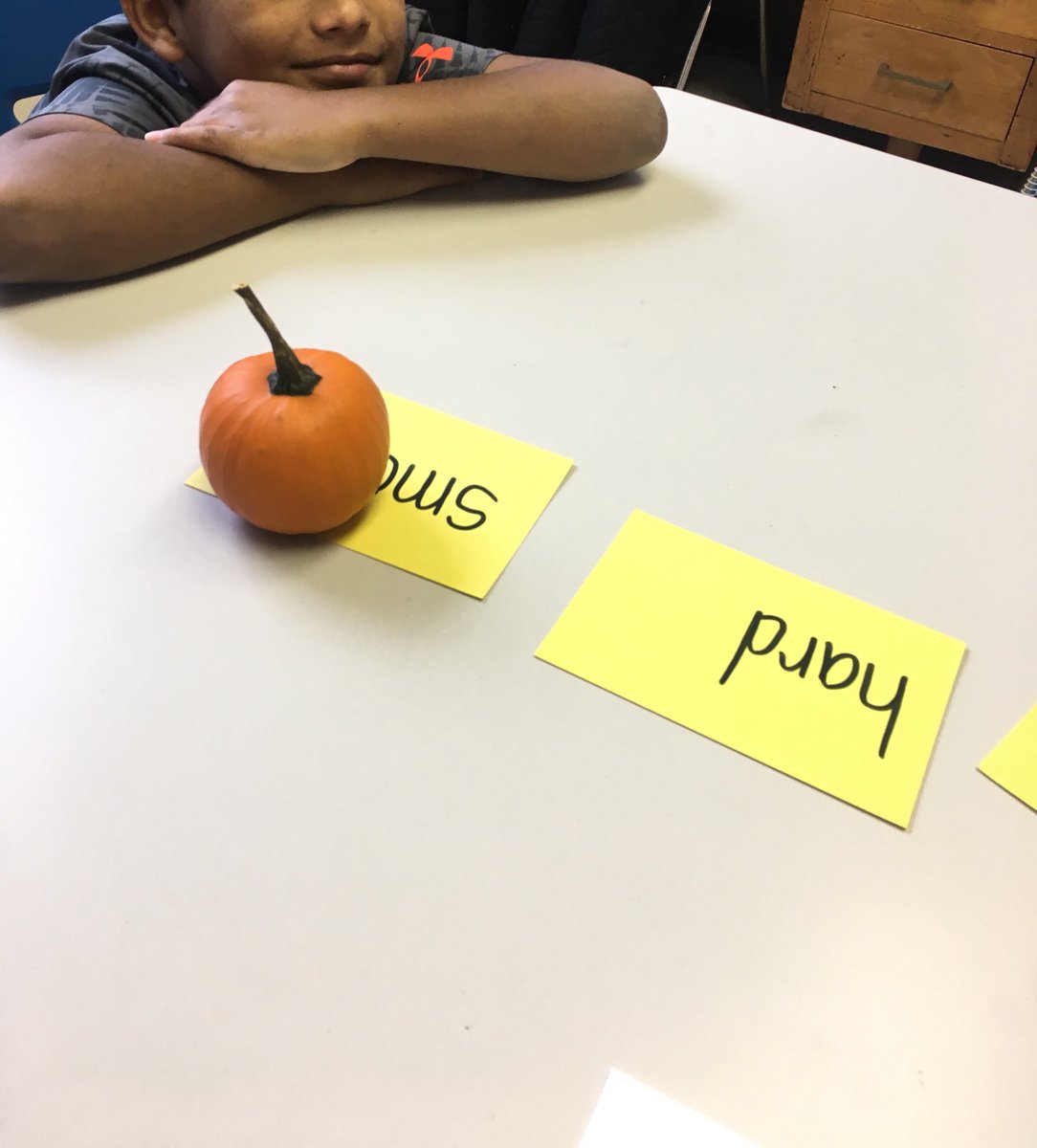 OlaBihuniak's tweet photo. My 4th grade #ELs learned about #texture. Ss matched the pumpkins to the #vocabulary #words. Then walked around the room to color the different types of textures onto their own pumpkin.  🎃 @krsprincipal https://t.co/GH5cvuLhAR