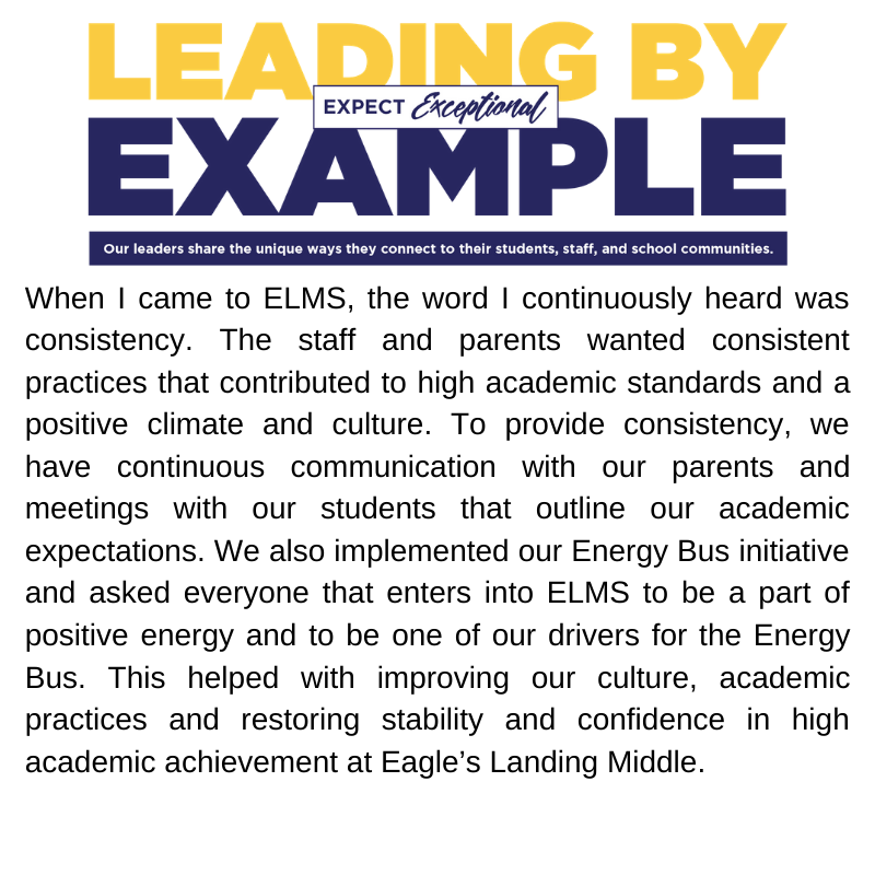 HenryCountyBOE's tweet photo. Consistency is the key for new Eagle's Landing Middle School Principal Dr. Malik Douglas when he is working to connect and engage with his school community. Find out more about him here. #ExpectConsistency #ThankAPrincipal https://t.co/QLfEsKiyGP