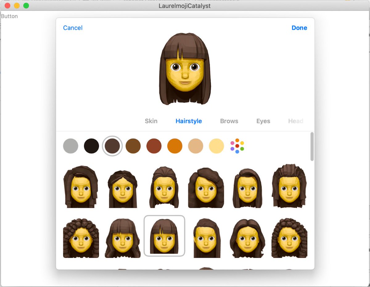 Screenshot of the Memoji editor running on macOS