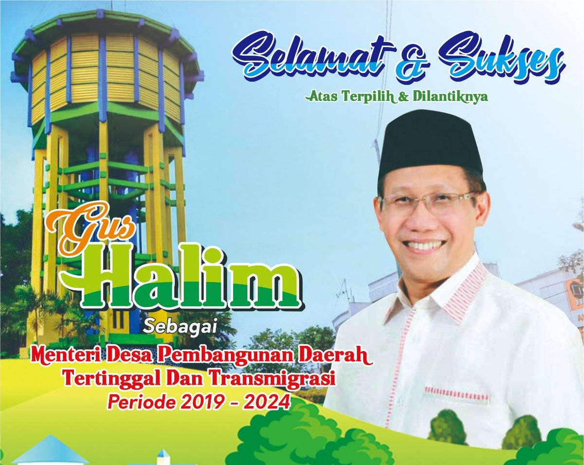 mzwrp's tweet photo. Selamat dan Sukses atas dilantiknya Gus Halim sebagai Menteri Desa PDTT periode 2019-2024
#PakHalimHolopisKuntulBaris 
@halimiskandarnu https://t.co/HDqjMKNfzI