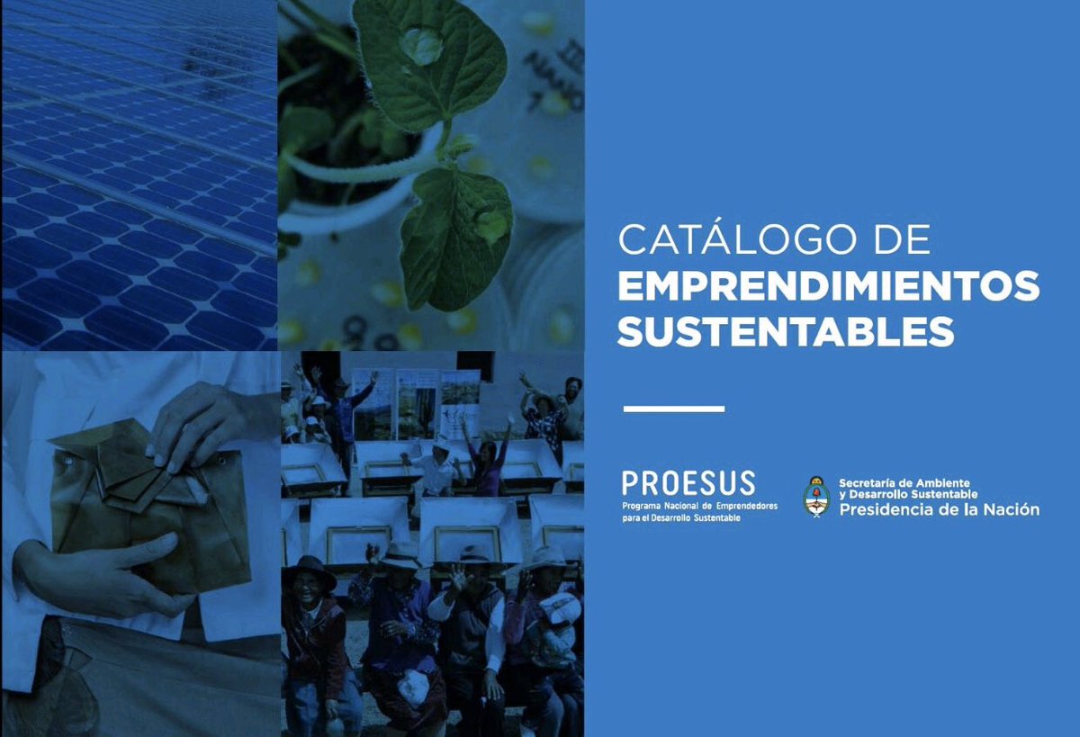Gentilebruno's tweet photo. ¿Conocés el Catálogo de Emprendimientos Sustentables #PROESUS? ⤵️
Los #Emprendedores que generan empleo, desarrollo económico, y soluciones innovadoras a los desafíos ambientales y sociales del país en un catálogo que podes descargar 👉 https://t.co/wdWZJSFpl3
@AmbienteNacion https://t.co/tVXb8MP9z6