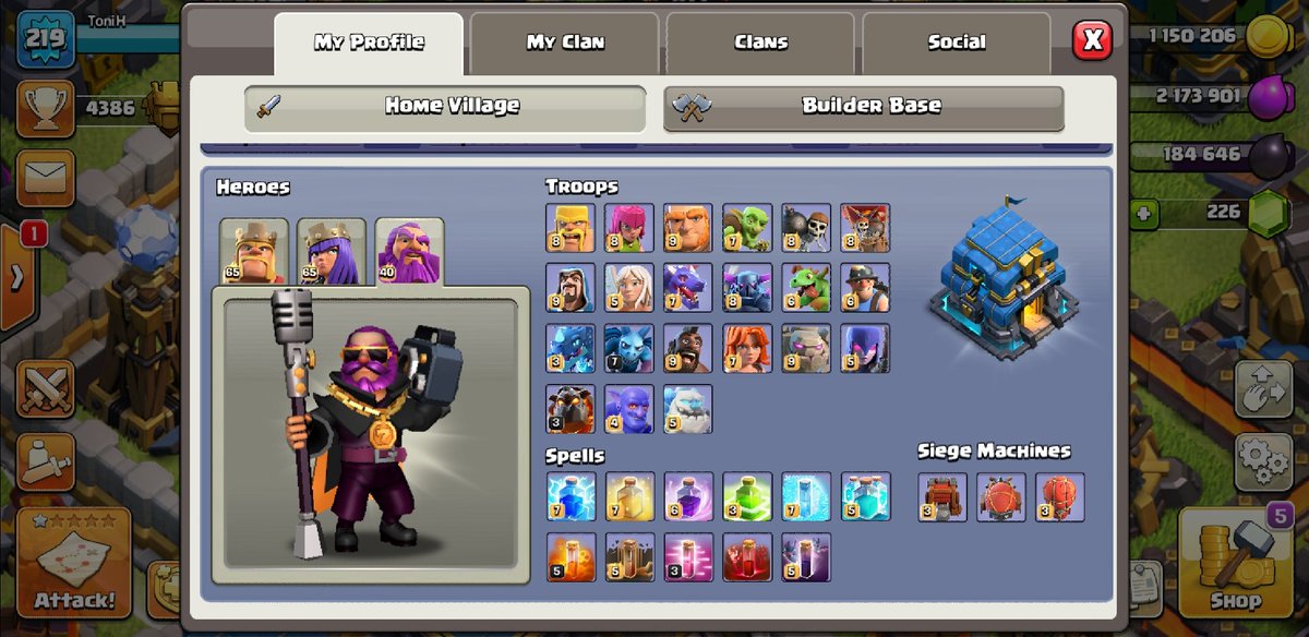 ToniH_Clash's tweet photo. Hammer Time🔨 to get my Warden to 40 😎. Time to PARTY🕺ALL Heroes are MAXED 💪&amp; just in time for Clan Games #ClashOfClans #ActiveLeaders https://t.co/6EdfzODvM7