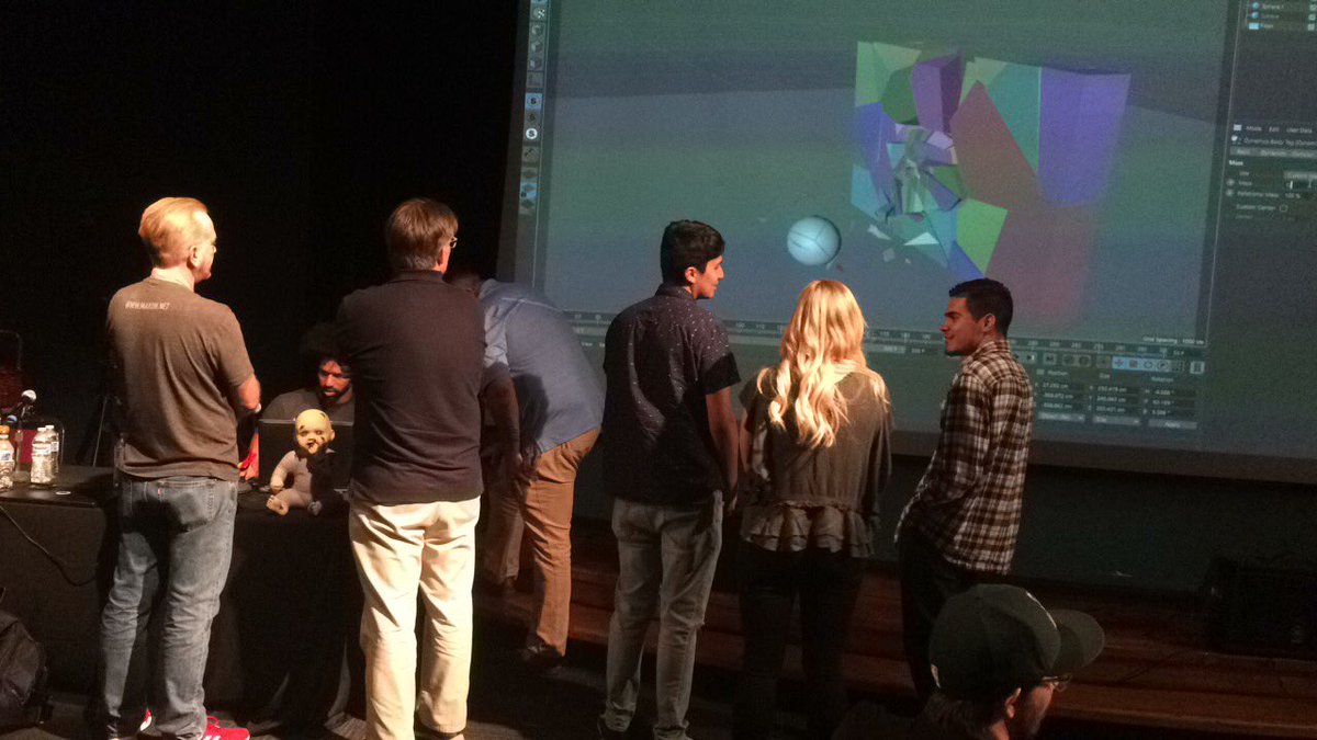 aeioweyou's tweet photo. #DMALA #maxon @dmala @CorridorDigital Watching the gang show off their work. https://t.co/6pUn14pMjX