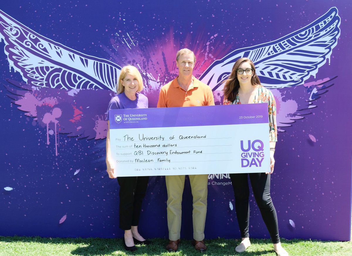 QldBrainInst's tweet photo. Some of #QBI's biggest supporters - @morgansAU Foundation, the Maclean Family, and the #NFIA Patron's Walk - have helped us out on #UQGivingDay. But you don't need a giant cheque to build our QBI Discovery Research Endowment Fund! #ThankYou | Give now: https://t.co/Ahd96gIr2K https://t.co/25pe7WHjEY
