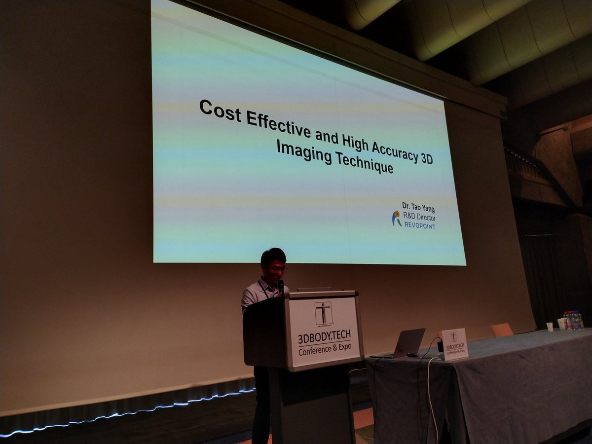 Revopoint3d's tweet photo. Tao Yang, R&D director of Revopoint speaking at the open session of #3DBodyTech https://t.co/CTmc04DS9S