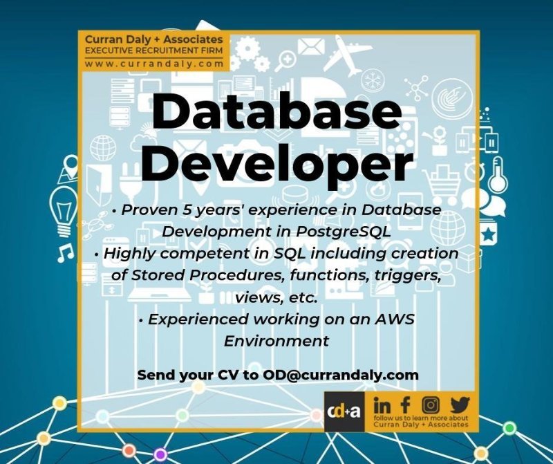 CurranDaly's tweet image. We're collaborating with Australia's largest non-bank lending company established here in the Metro.
EMAIL: od@currandaly.com
#CDACAREERS #DATABASEDEV #POSTGRESQL #SQL
