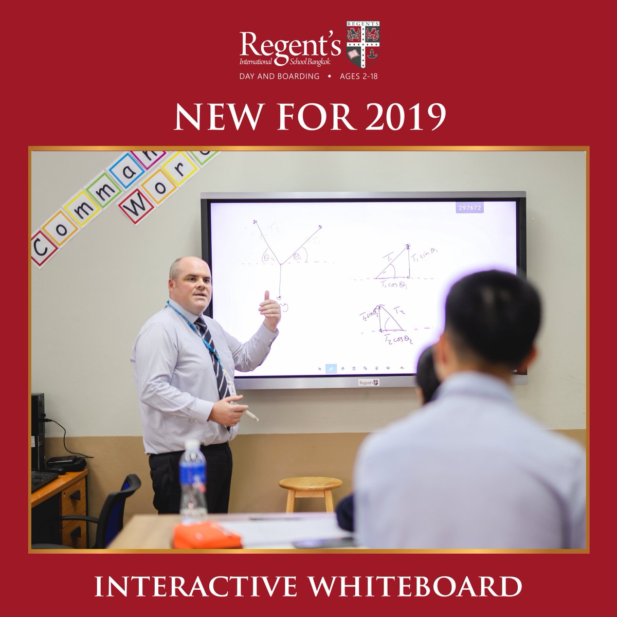 RegentsBangkok's tweet photo. New interactive whiteboards have been installed in our Secondary Math, Science and Design and Technology classrooms! This way Regent's aims to promote interactive learning experience while upholding our commitment to sustainability.

#regentsbangkok #roundsquare #NEWfor2019 https://t.co/RPLnrFwpDW