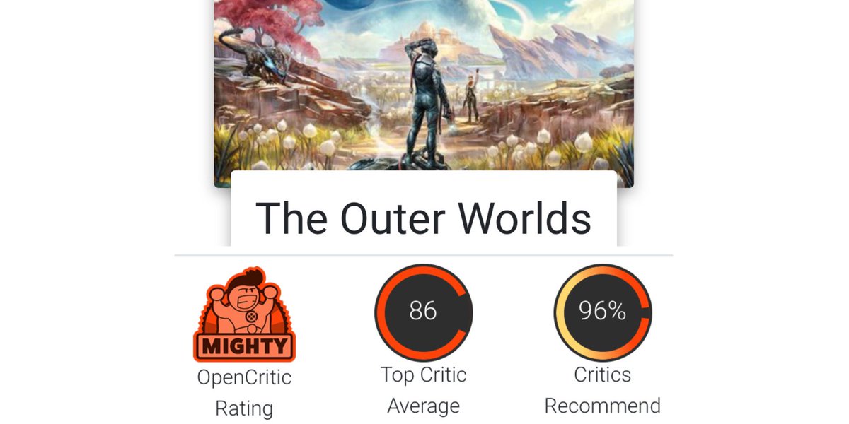 GamesExitSA's tweet photo. #جيمرز , لعبة #TheOuterWorlds
القادمة بتاريخ > 25 اكتوبر 2019 🗓
هنا متوسط تقييماتها ومعدل توصية النقاد لتجربتها 👇🏼 https://t.co/k97D6kMTmu